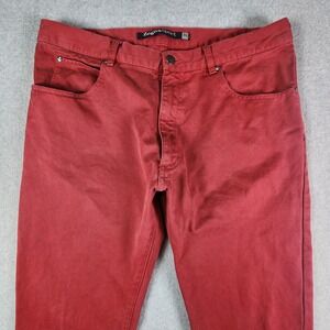Zegna Sport Straight Jeans Mens 35x30 Red 5 Pocket Denim 100% Cotton Tag 36